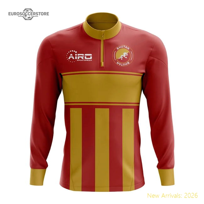 Bhutan Concept Football Half Zip Midlayer Top (Red-Orange)-Football Shirts Shop