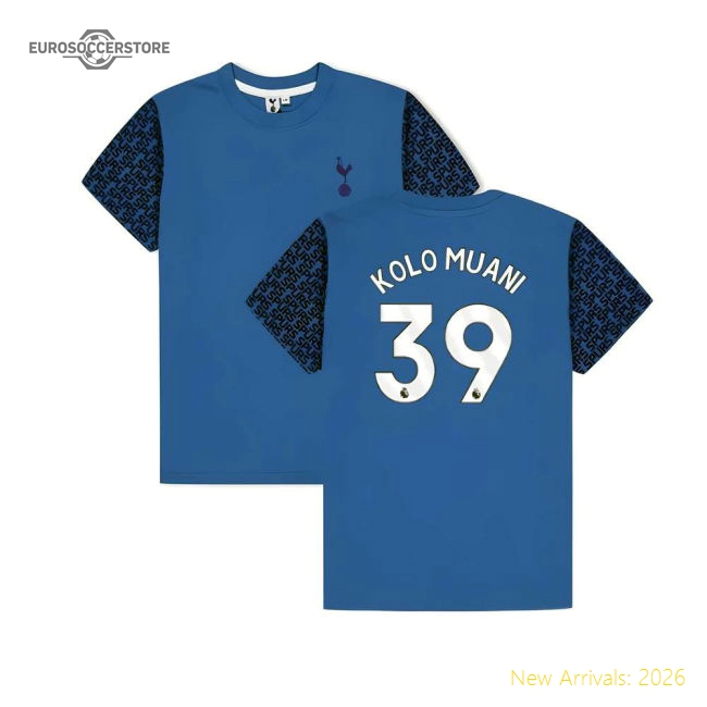 Tottenham Hotspur Graphic T-shirt (Blue) - Kids (Kolo Muani 39)-Football Shirts Shop