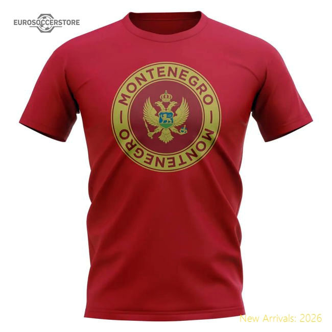 Montenegro Football Badge T-Shirt (Red)-Football Shirts Shop