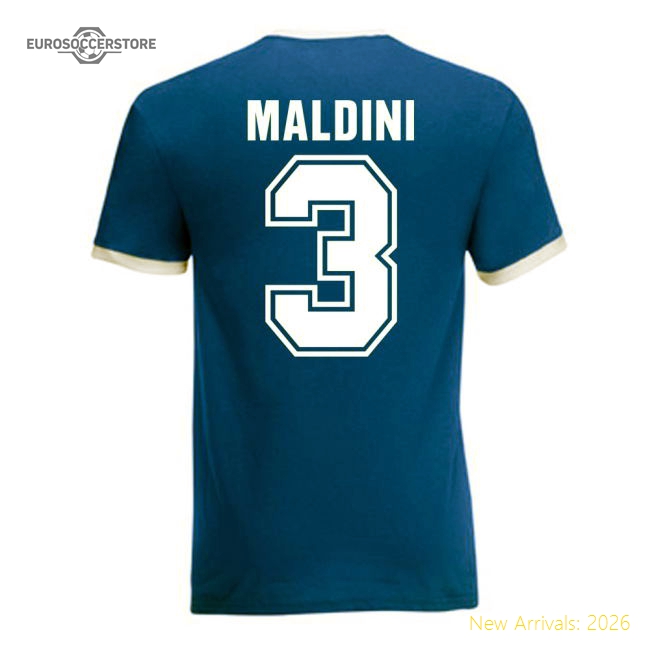 Paolo Maldini Italy Ringer Tee (blue)-Football Shirts Shop
