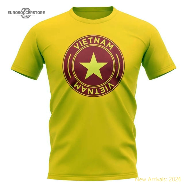 Vietnam Football Badge T-Shirt (Yellow)-Football Shirts Shop