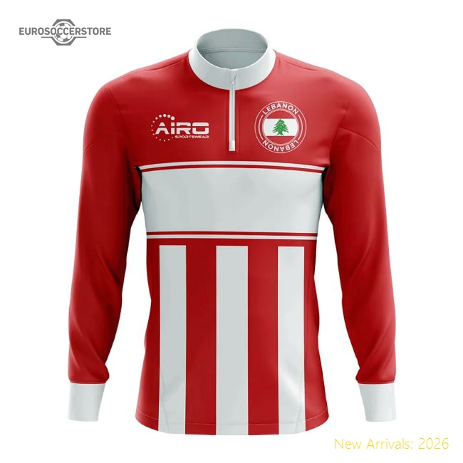 Lebanon Concept Football Half Zip Midlayer Top (Red-White)-Football Shirts Shop