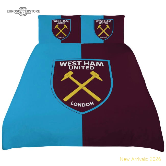 West Ham United FC Colour Split King Duvet Set-Football Shirts Shop