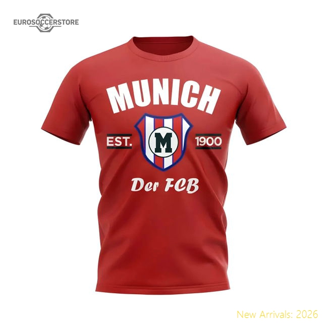 Bayern Munich Established Football T-Shirt (Red)-Football Shirts Shop