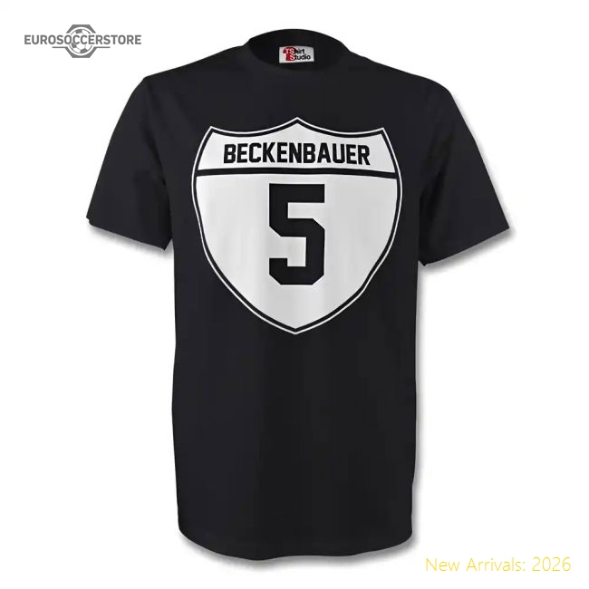 Franz Beckenbauer Germany Crest Tee (black)-Football Shirts Shop