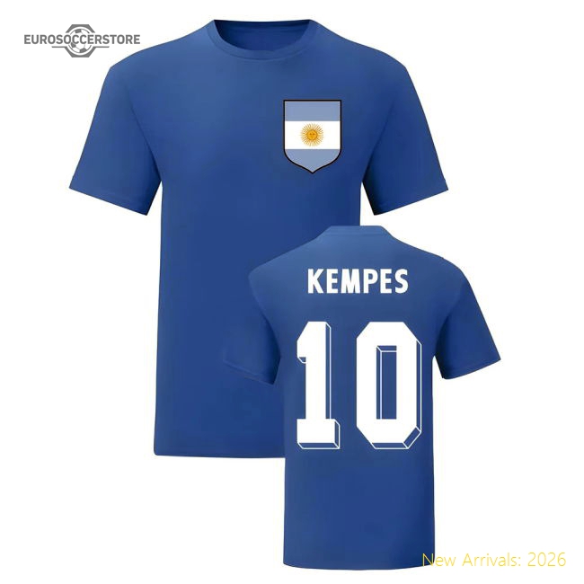 Mario Kempes Argentina National Hero Tee (Blue)-Football Shirts Shop