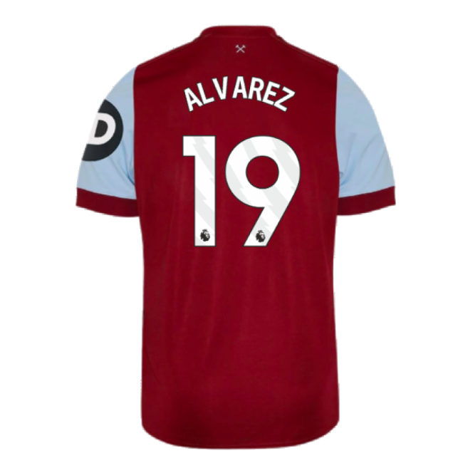 2023-2024 West Ham Home Shirt (Kids) (ALVAREZ 19)-Football Shirts Shop