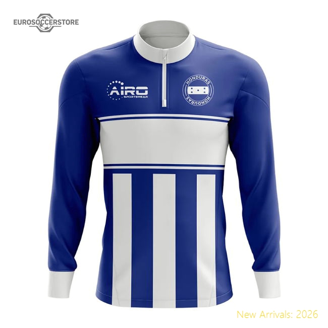 Honduras Concept Football Half Zip Midlayer Top (Blue-White)-Football Shirts Shop