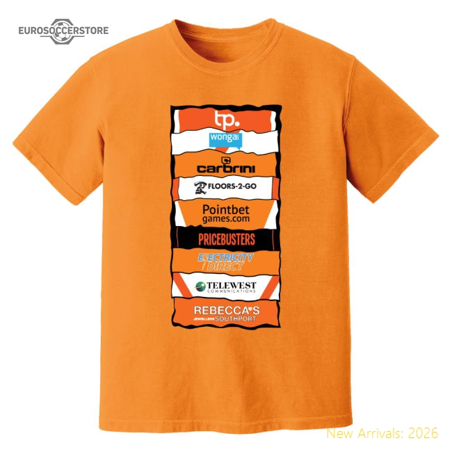 Blackpool Sponsor History T-Shirt (Orange)-Football Shirts Shop