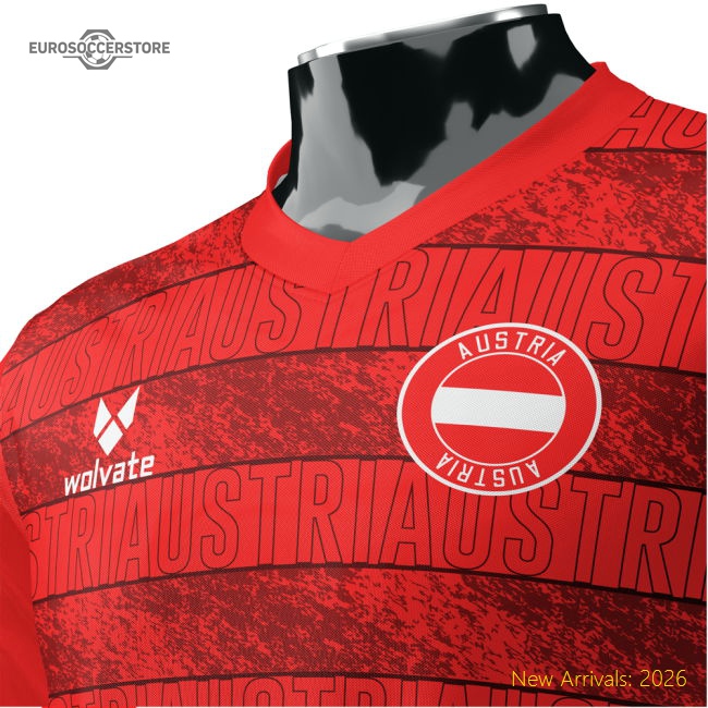 Austria Heritage Red Football Jersey (Wolvate) Adult Short Sleeve-Football Shirts Shop