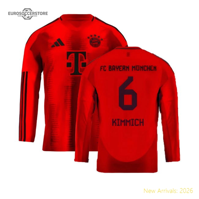 2024-2025 Bayern Munich Long Sleeve Home Shirt (Kids) (Kimmich 6)-Football Shirts Shop