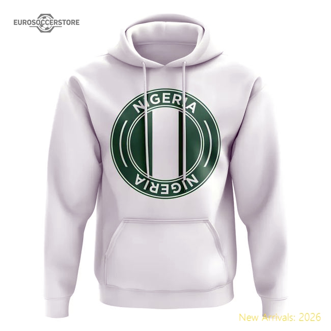 Nigeria Football Badge Hoodie (White)-Football Shirts Shop