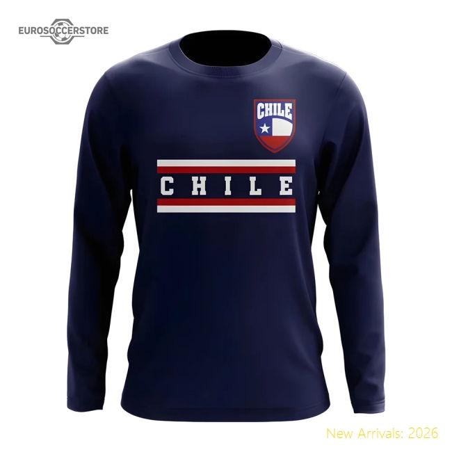 Chile Core Football Country Long Sleeve T-Shirt (Navy)-Football Shirts Shop