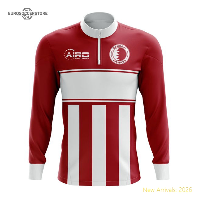 Bahrain Concept Football Half Zip Midlayer Top (Red-White)-Football Shirts Shop