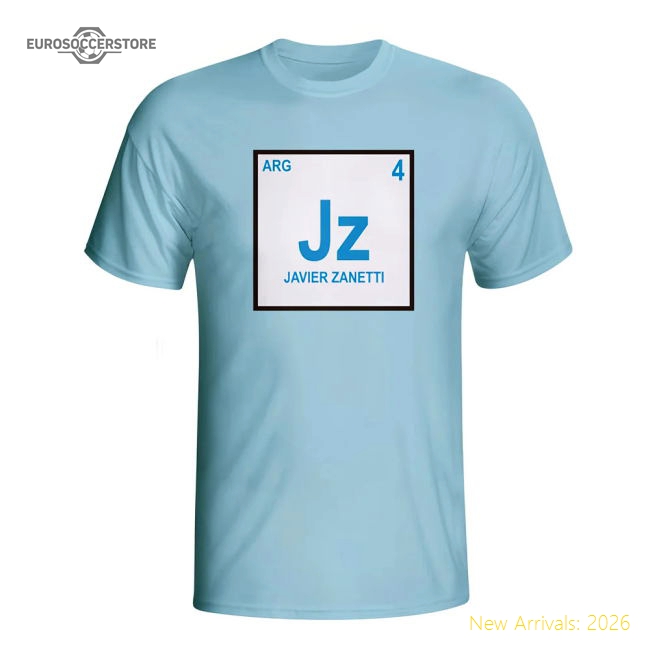 Javier Zanetti Argentina Periodic Table T-shirt (sky Blue) - Kids-Football Shirts Shop