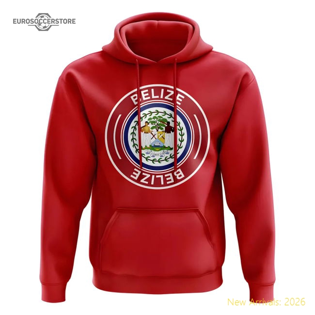 Belize Football Badge Hoodie (Red)-Football Shirts Shop
