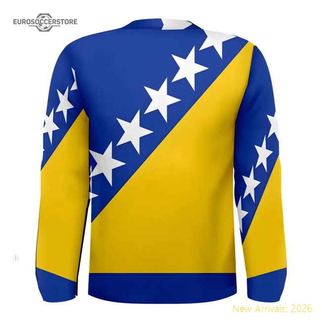 Bosnia Herzegovina Flag Long Sleeve Sublimated Sports Jersey-Football Shirts Shop