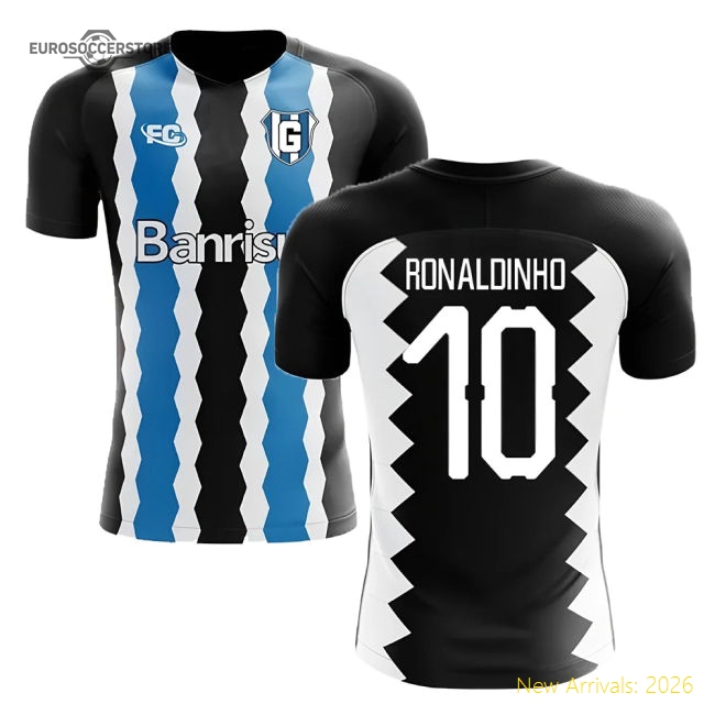 2018-2019 Gremio Fans Culture Home Concept Shirt (Ronaldinho 10)-Football Shirts Shop