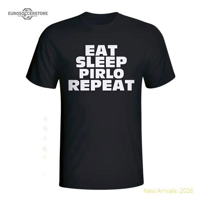 Eat Sleep Pirlo Repeat T-shirt (black)-Football Shirts Shop