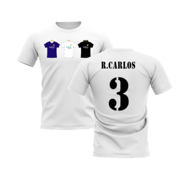 Real Madrid 2002-2003 Retro Shirt T-shirt (White) (R.CARLOS 3)-Football Shirts Shop