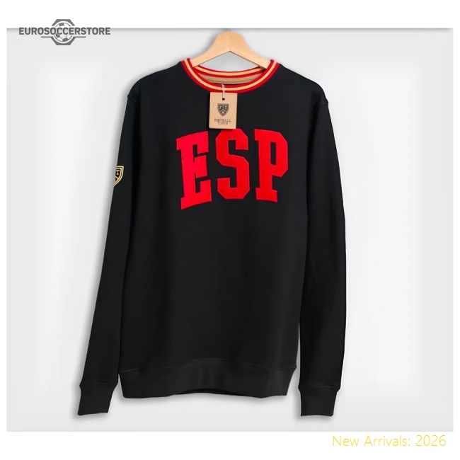 Spain Retro Football Sweatshirt (Black)-Football Shirts Shop