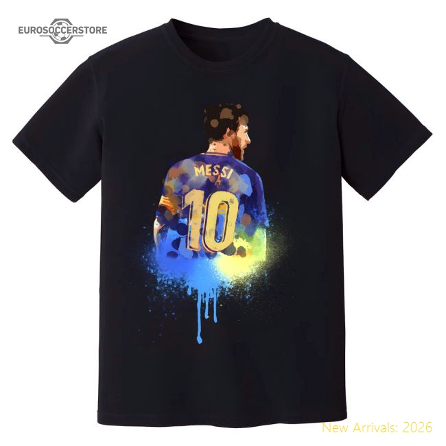 Lionel Messi Barcelona Art T-Shirt (Black)-Football Shirts Shop