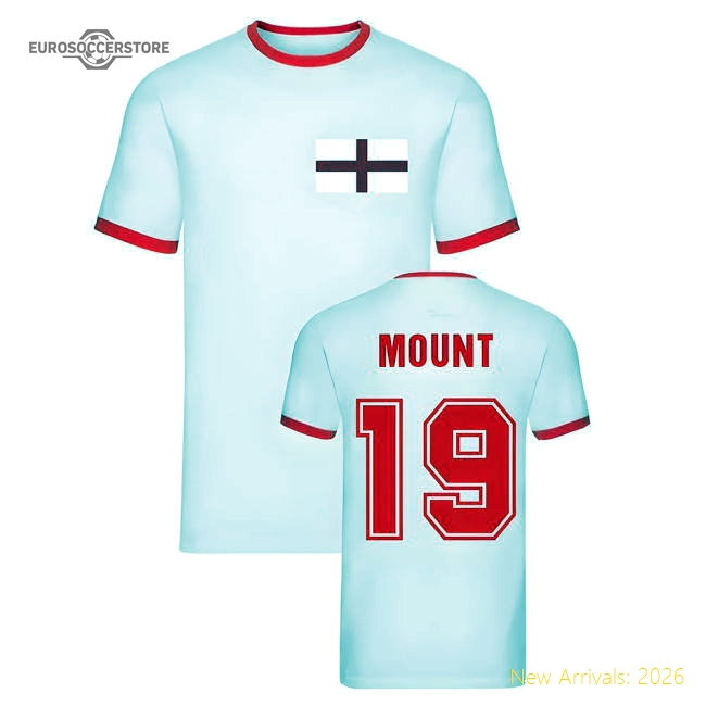Mason Mount England Ringer Tee (White)-Football Shirts Shop