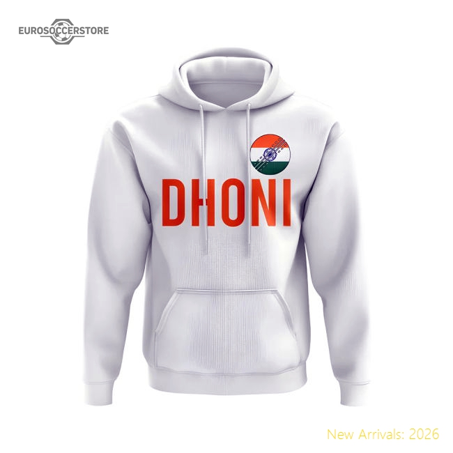 MS Dhoni India Name Hoody (White)-Football Shirts Shop