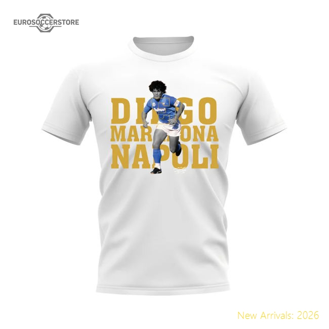 Diego Maradona Napoli Player Tee (White)-Football Shirts Shop