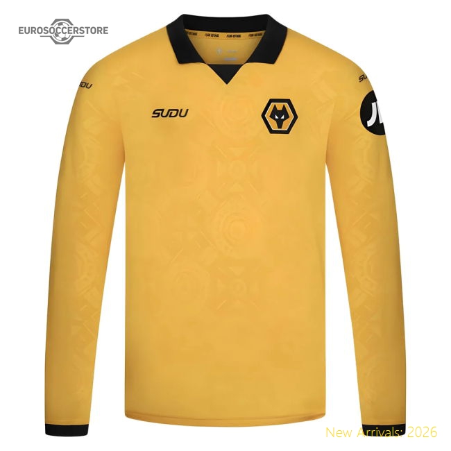 2025-2026 Wolves Long Sleeve Home Shirt - Kids-Football Shirts Shop