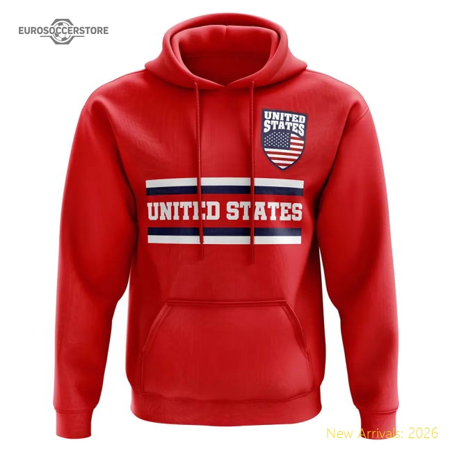 United States Core Football Country Hoody (Red)-Football Shirts Shop