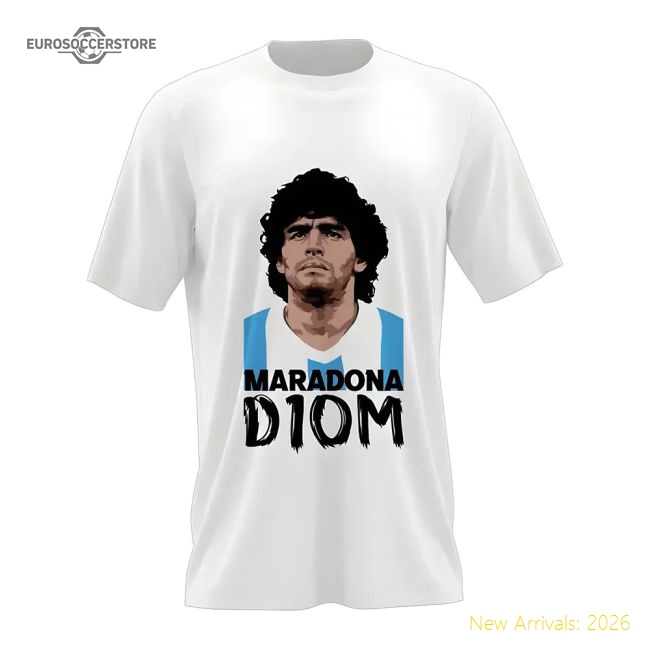 Diego Maradona D10M T-Shirt (White)-Football Shirts Shop