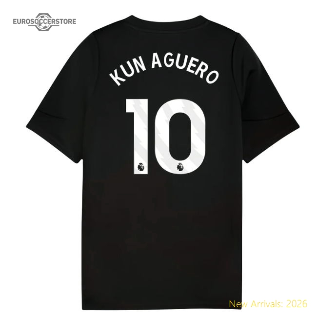 2025-2026 Man City Training Jersey (Black) - Kids (Kun Aguero 10)-Football Shirts Shop