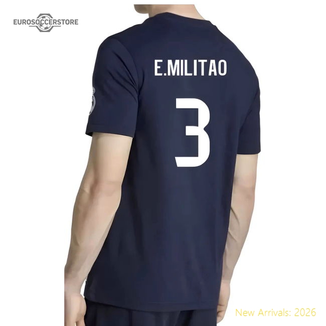 2025-2026 Real Madrid US Tee (Navy) (E.Militao 3)-Football Shirts Shop