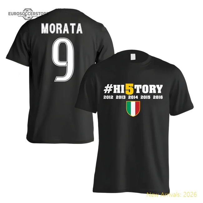 Juventus History Winners T-Shirt (Morata 9) - Black-Football Shirts Shop