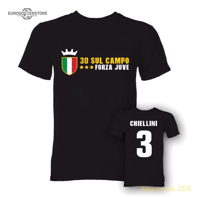 Juventus Chiellini 30 Sul Campo T-Shirt (Black)-Football Shirts Shop