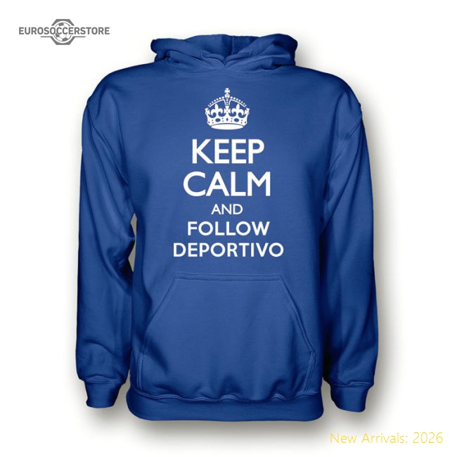 Keep Calm And Follow Deportivo Hoody (blue)-Football Shirts Shop
