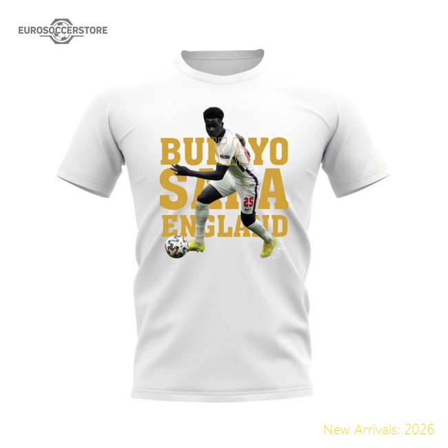 Bukayo Saka England Player Tee (White)-Football Shirts Shop