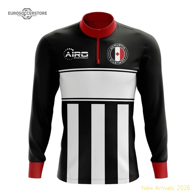 Udmurtia Concept Football Half Zip Midlayer Top (Black-White)-Football Shirts Shop