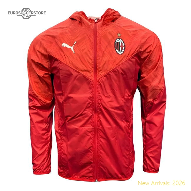 2020-2021 AC Milan Warmup Jacket (Red)-Football Shirts Shop