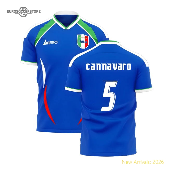 Italy 2006 Style Home Concept Shirt (Libero) (CANNAVARO 5)-Football Shirts Shop