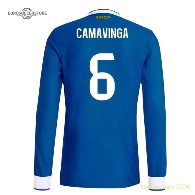 2025-2026 Real Madrid Authentic Long Sleeve Third Shirt (Camavinga 6)-Football Shirts Shop