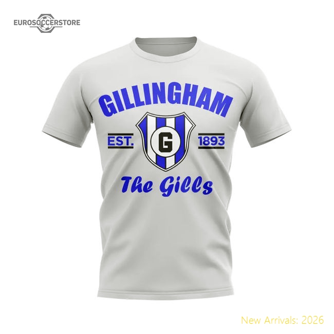 Gillingham Established Football T-Shirt (White)-Football Shirts Shop