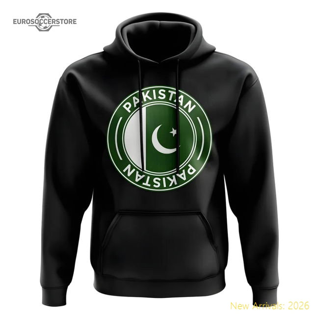 Pakistan Football Badge Hoodie (Black)-Football Shirts Shop