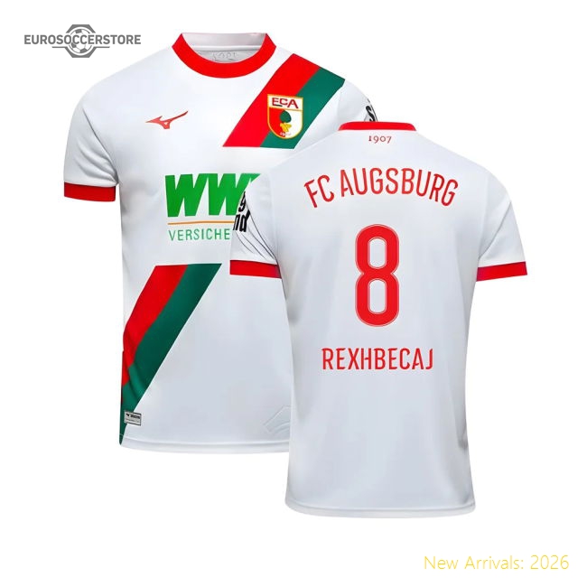 2025-2026 FC Augsburg Home Shirt (Rexhbecaj 8)-Football Shirts Shop