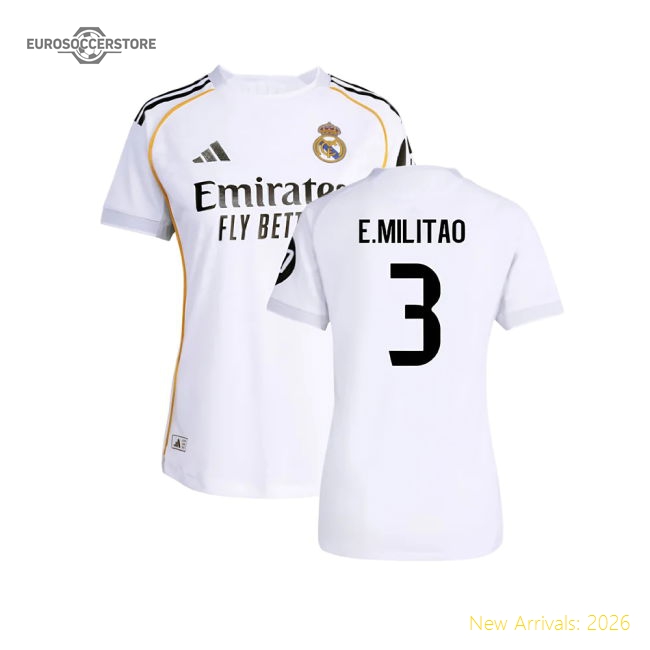 2025-2026 Real Madrid Authentic Home Shirt (Womens) (E.Militao 3)-Football Shirts Shop