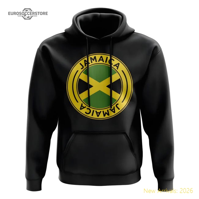 Jamaica Football Badge Hoodie (Black)-Football Shirts Shop