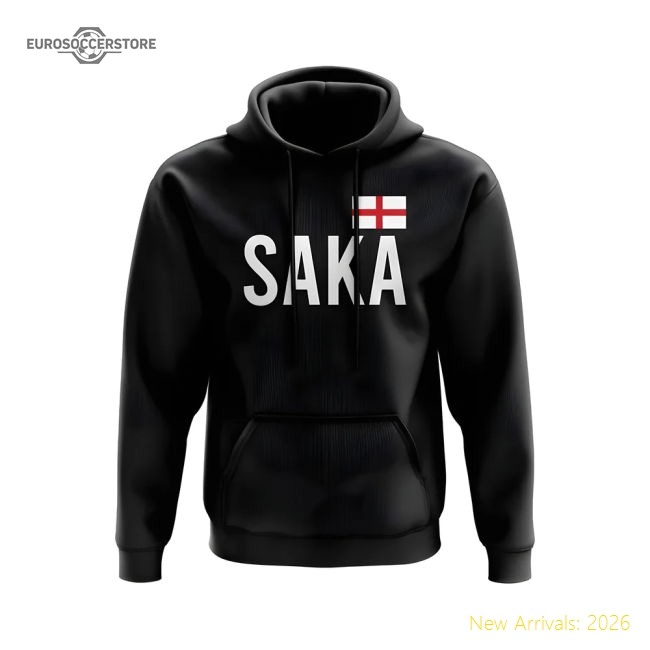Bukayo Saka England Name Hoody (Black)-Football Shirts Shop