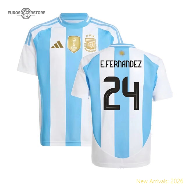 2024-2025 Argentina Home Shirt (Kids) (E.FERNANDEZ 24)-Football Shirts Shop