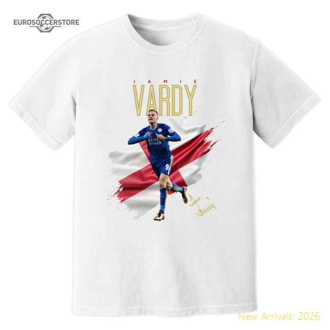 Jamie Vardy Leicester Celebration T-Shirt (White)-Football Shirts Shop